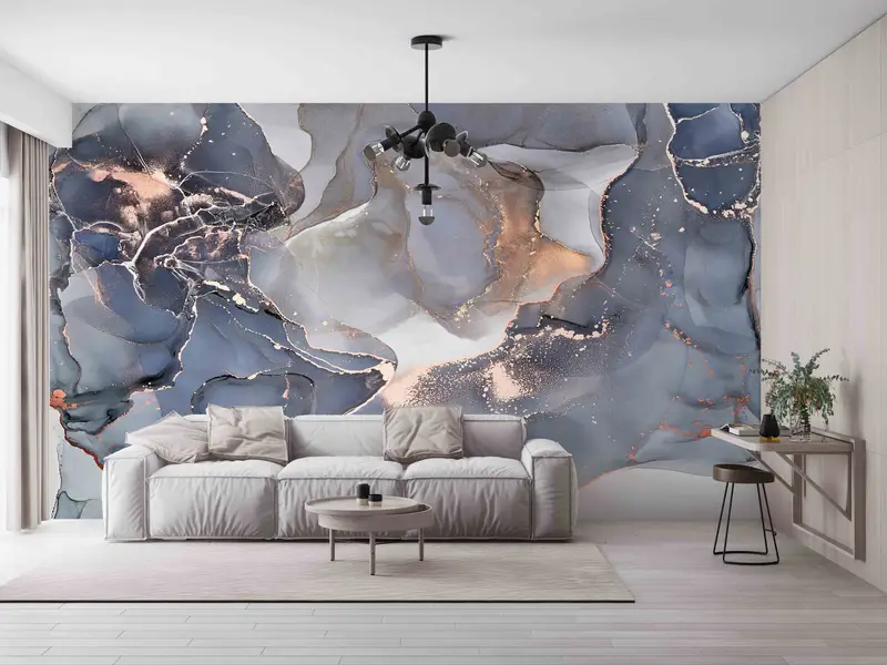 Zarif Gri Mermer Baskılı Duvar Kağıdı: Lüks Çağdaş Dekor