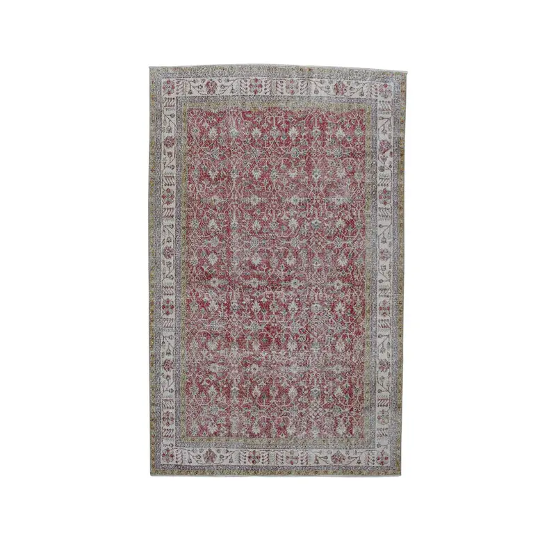 6,46x10,4 ft großer türkischer Teppich, Vintage roter Blumenteppich - 1