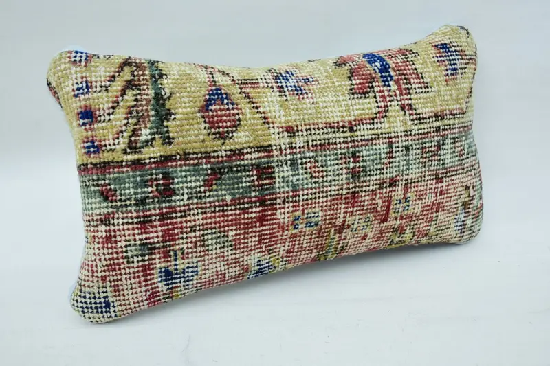 Antique Pillows, Ethnical Kilim Rug Pillow, Pillow Case, Authentic Cushion Case, 8x16 Beige Pillow Sham, Ikat Pillow Cover, Gift Pillow - 2