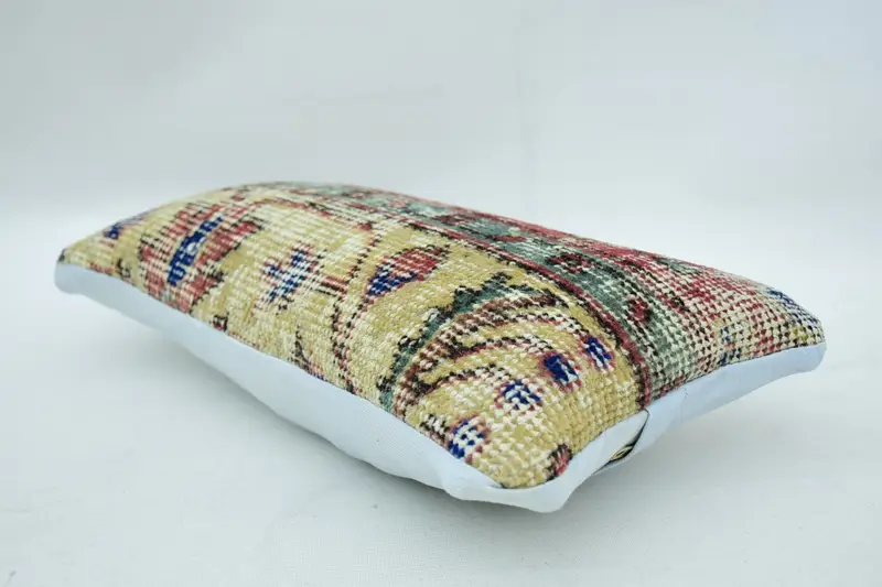 Antique Pillows, Ethnical Kilim Rug Pillow, Pillow Case, Authentic Cushion Case, 8x16 Beige Pillow Sham, Ikat Pillow Cover, Gift Pillow - 6