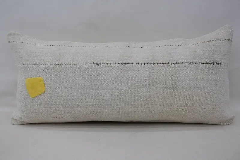 Holiday Decor Throw White Cushion Case, Antique 16x36 inch Plaid Rectangle Pillow Sham - 1