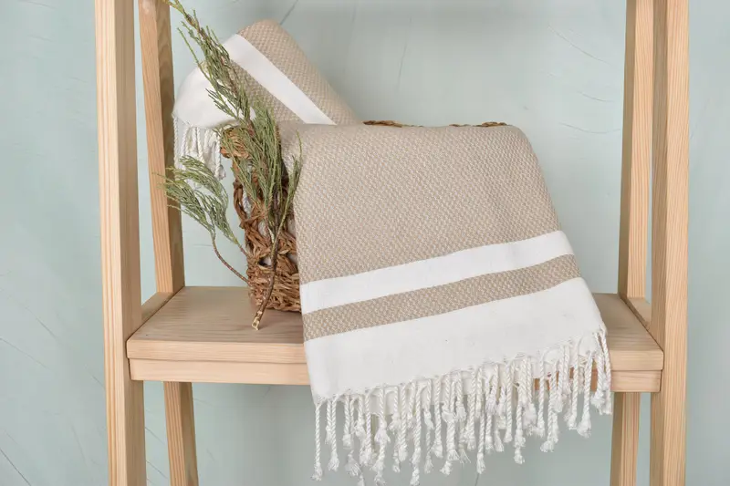 Best Friend Wedding Gift, Beach towel, Peshtemal, Embroidered Towel, Luxury Turkish Bath Towel, Wedding Gifts Towel, 70x36 Cotton Striped Towel - 4