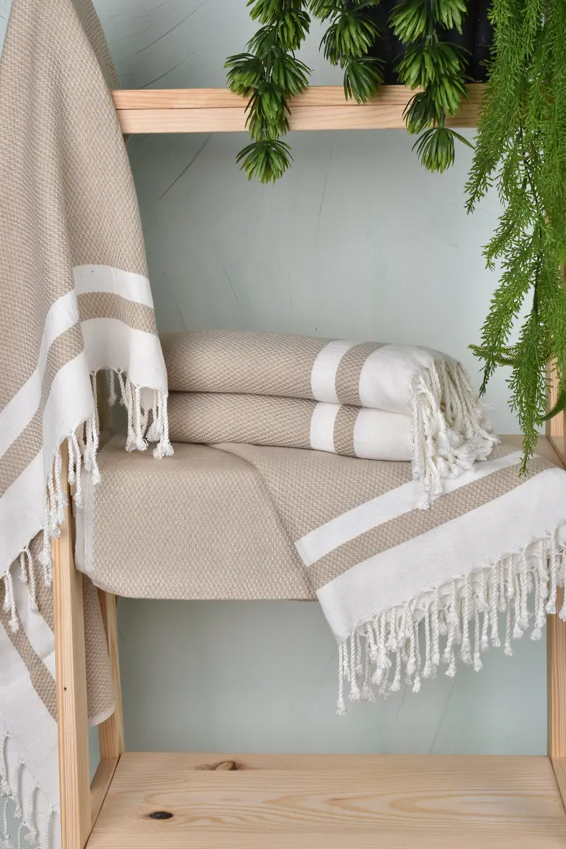 Best Friend Wedding Gift, Beach towel, Peshtemal, Embroidered Towel, Luxury Turkish Bath Towel, Wedding Gifts Towel, 70x36 Cotton Striped Towel - 6