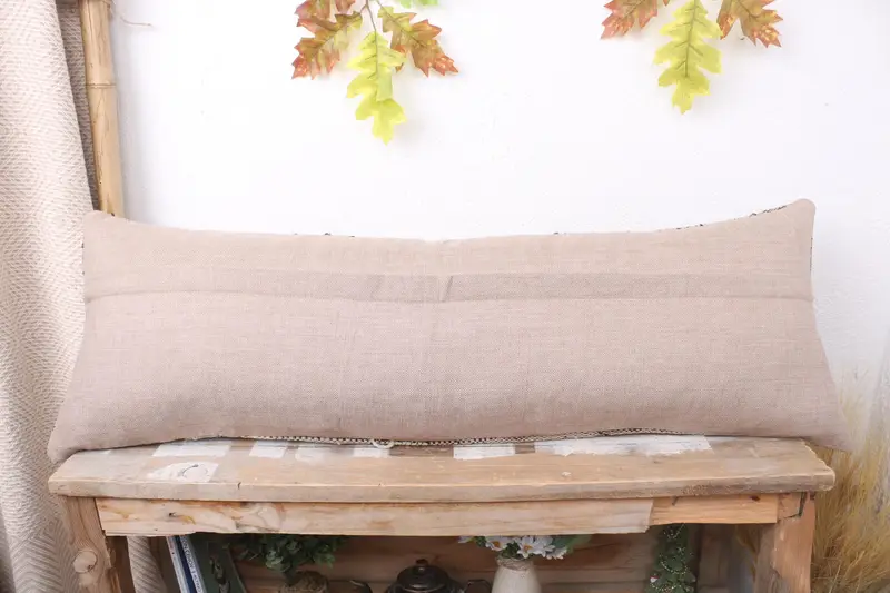 Pillow Cover, 12x36 Beige Cushion, Antique Pillows, Handmade Kilim Cushion, Armchair Pillow Sham, Interior Designer Pillow - 7