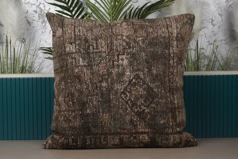 Braunes Southwestern-Wurfkissen, 32x32 besticktes Vintage-Kissen