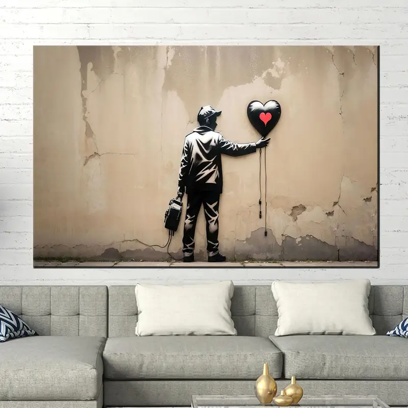 Elegant Graffiti Canvas: Boy with Balloon Art Print