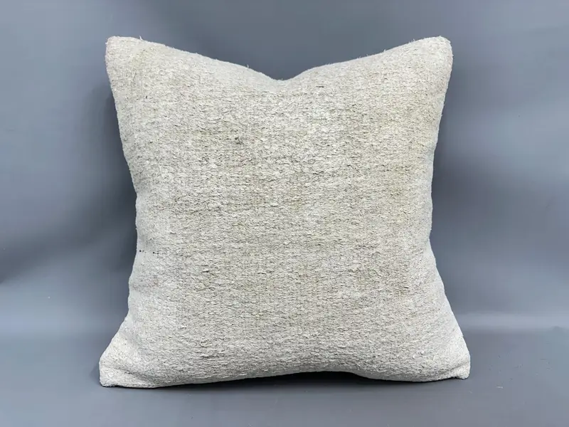 Living Room Throw Pillow Sham, Pillow Cover, Gift Pillow, 24x24 Beige Cushion Case, Home Decor Pillow, Ethnical Kilim Rug Pillow - 4