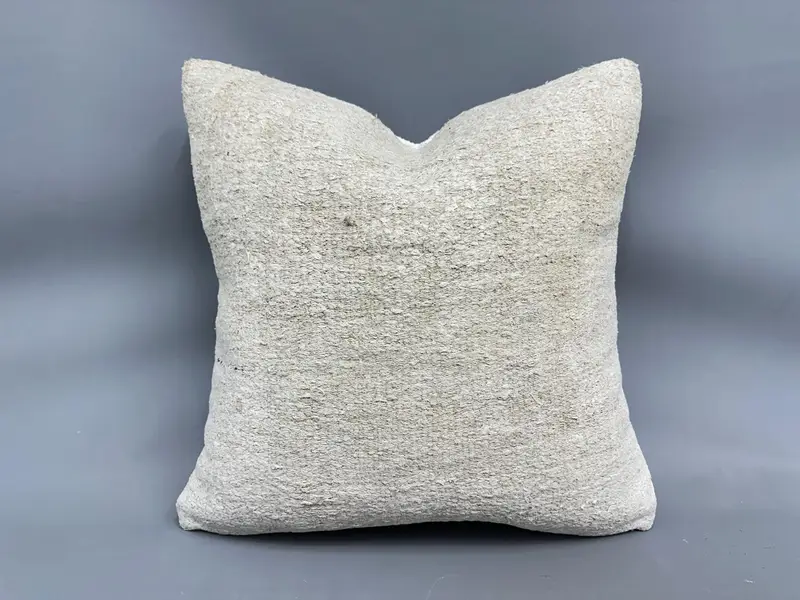 Living Room Throw Pillow Sham, Pillow Cover, Gift Pillow, 24x24 Beige Cushion Case, Home Decor Pillow, Ethnical Kilim Rug Pillow - 1