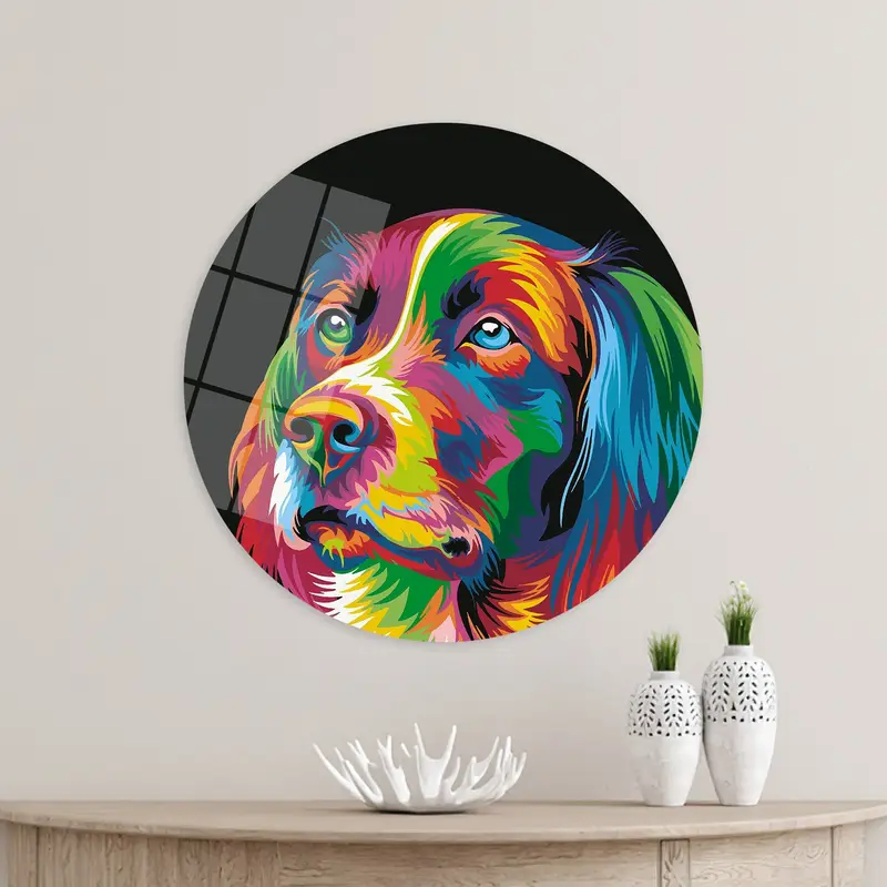 Lebendige Leinwand: Abstrakter bunter Hunde-Illustrations-Kunstdruck