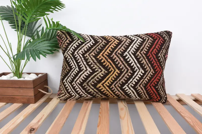 Comfy Throw Pillow Case, Kilim Pillow Cover, Retro Throw Pillow Case, 16x24 Yellow Pillow Cover, Gift Pillow, Interior Designer Pillow, Pillow Cover - 1