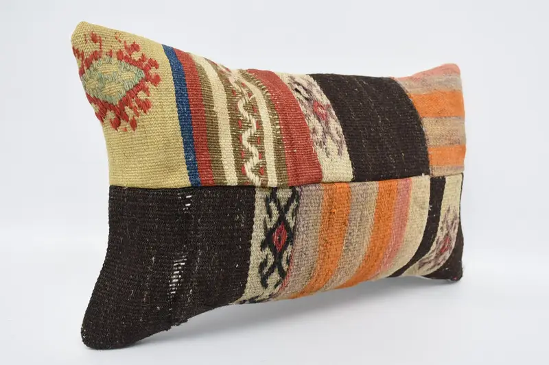 Pillow for Sofa, 12x20 Orange Pillow Sham, Turkish Pillow, Turkish Kilim Pillow, Crochet Pattern Cushion, Comfy Throw Cushion, Pillow Sham - 3