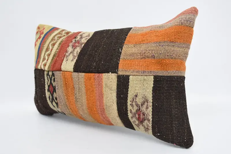 Pillow for Sofa, 12x20 Orange Pillow Sham, Turkish Pillow, Turkish Kilim Pillow, Crochet Pattern Cushion, Comfy Throw Cushion, Pillow Sham - 4