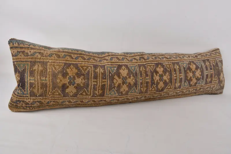 Cushion, Vintage Kilim Throw Pillow, Vintage Pillow, Custom Pillow Sham, 12x48 Brown Pillow, Pillow for Couch, Ethnic Throw Pillow Sham - 2
