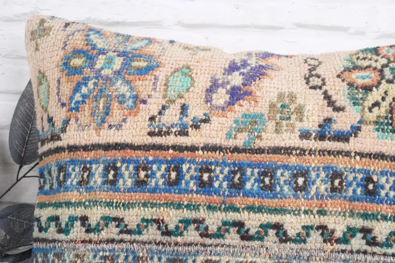 Couch Pillow Cover, Pillow for Sofa, Pillow for Couch, 24x24 Blue Pillow Sham, Boho Pillow Sham Cover, Pillow Case, Vintage Throw Pillow - 2