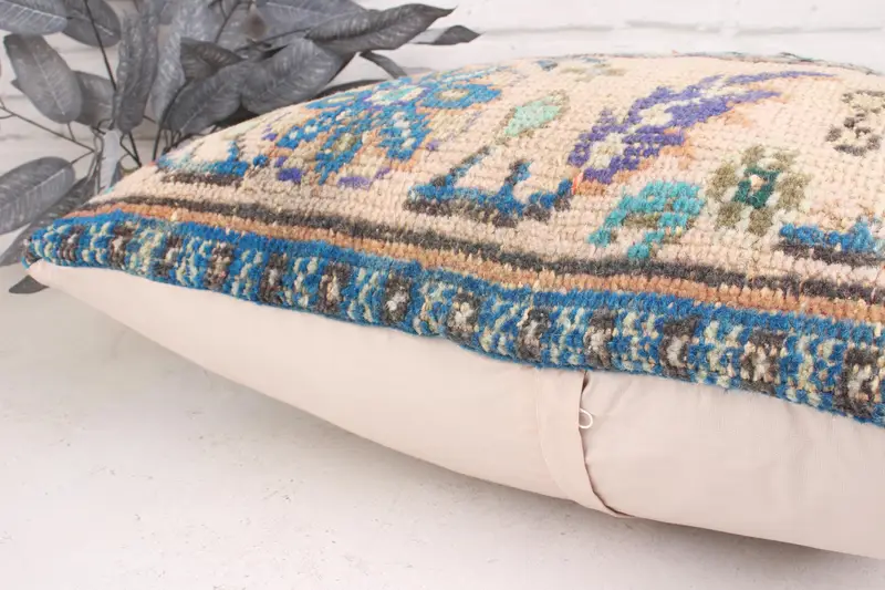Couch Pillow Cover, Pillow for Sofa, Pillow for Couch, 24x24 Blue Pillow Sham, Boho Pillow Sham Cover, Pillow Case, Vintage Throw Pillow - 7