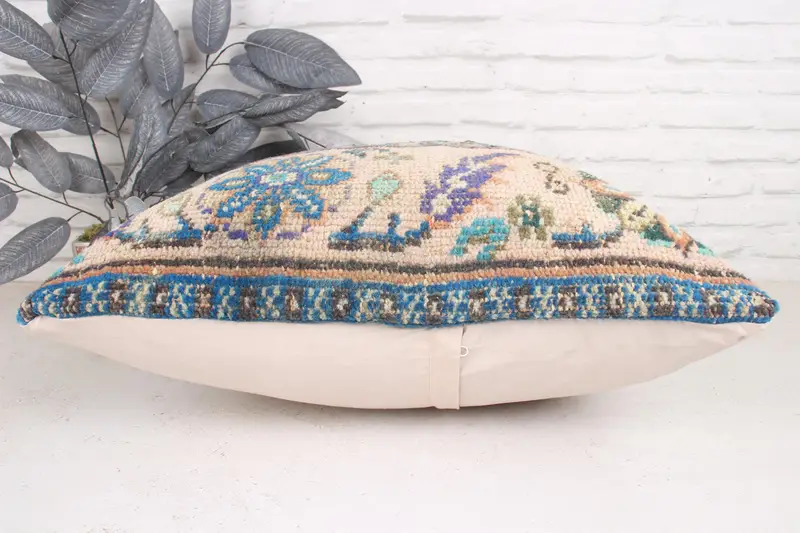 Couch Pillow Cover, Pillow for Sofa, Pillow for Couch, 24x24 Blue Pillow Sham, Boho Pillow Sham Cover, Pillow Case, Vintage Throw Pillow - 5