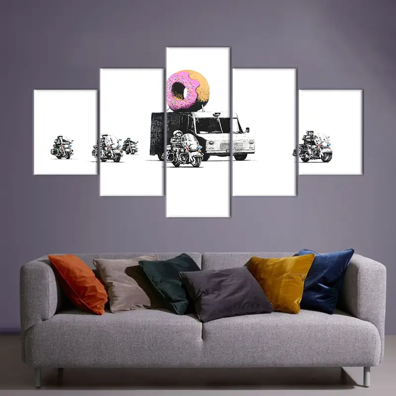 Banksy Donuts, Çilek Polisi, Polis Eşting Çörek Kamyonu, Banksy Graffiti Street Sanatı, Banksy Duvar Sanatı, Banksy Canvas, Banksy Baskı - 7