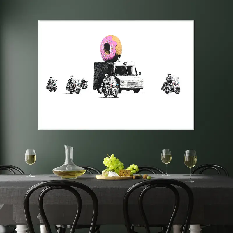 Banksy Donuts, Çilek Polisi, Polis Eşting Çörek Kamyonu, Banksy Graffiti Street Sanatı, Banksy Duvar Sanatı, Banksy Canvas, Banksy Baskı - 5