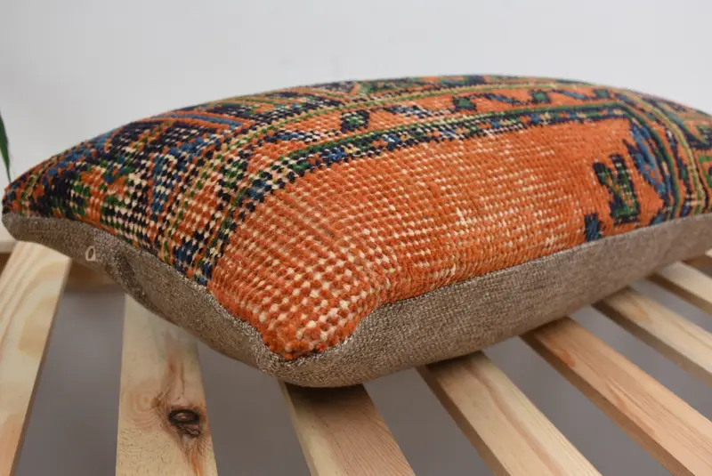 Traditional Pillow Case, Comfy Throw Cushion, Vintage Kilim Pillow, Boho Pillow, Ethnical Kilim Rug Pillow, Pillow Cover, 12x24 Blue Pillow Case - 6