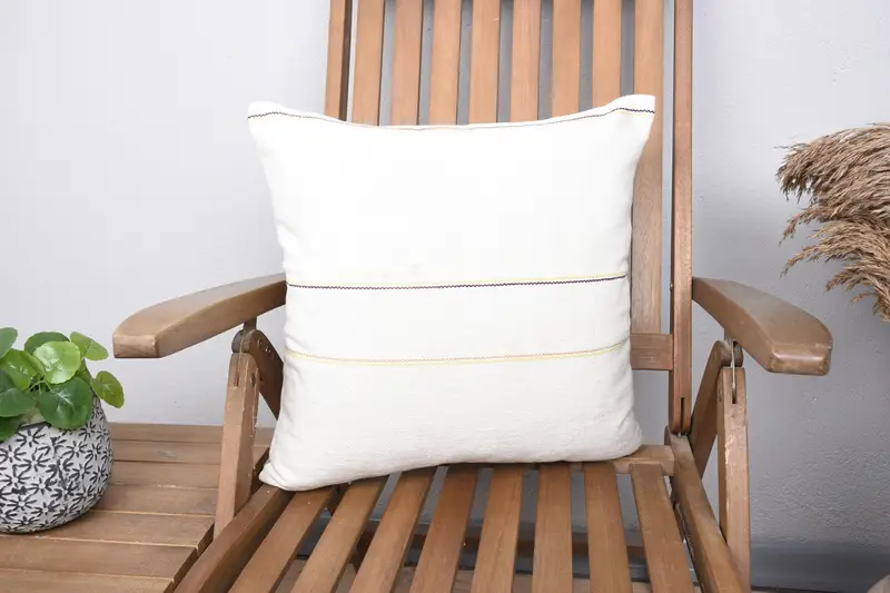 Square Throw Cushion Case, 18x18 Beige Pillow Cover, Toss Pillow Case, Pillow Case, Kilim Pillow Cover, Vintage Pillow, Vintage Kilim Throw Pillow - 1