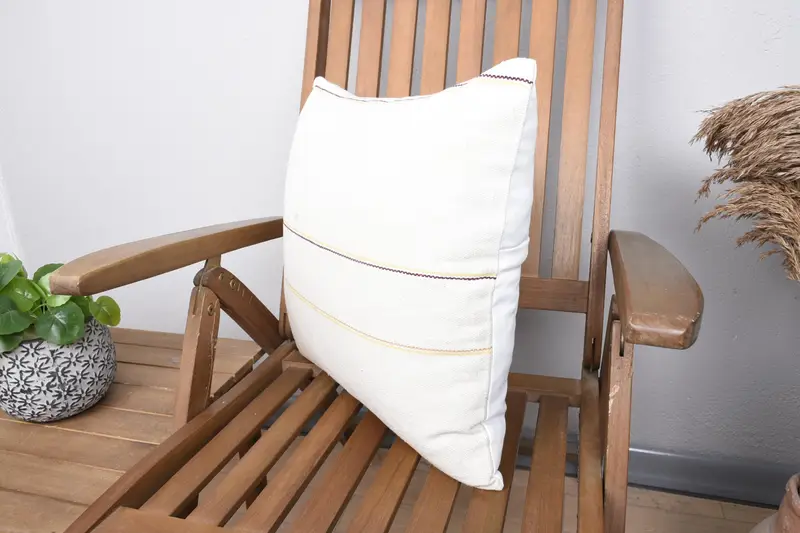 Square Throw Cushion Case, 18x18 Beige Pillow Cover, Toss Pillow Case, Pillow Case, Kilim Pillow Cover, Vintage Pillow, Vintage Kilim Throw Pillow - 3