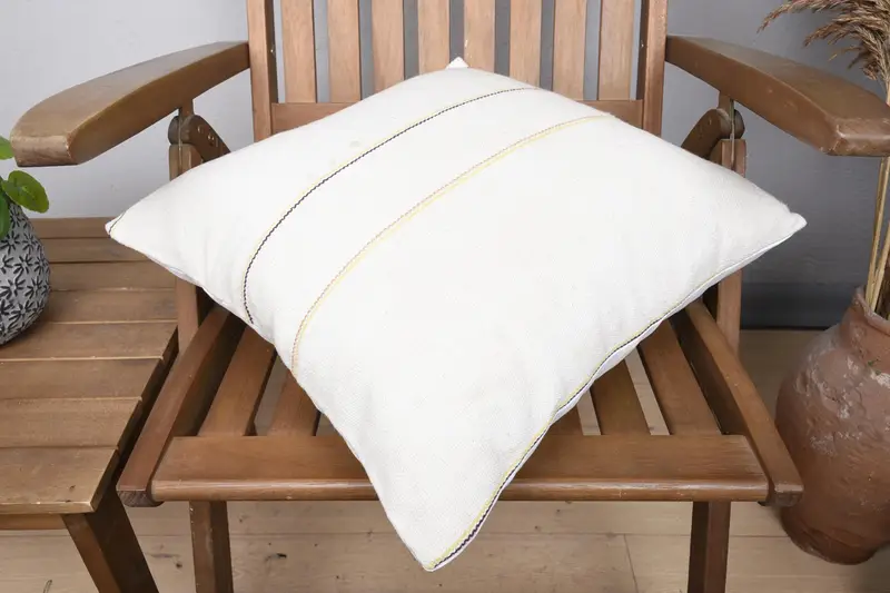 Square Throw Cushion Case, 18x18 Beige Pillow Cover, Toss Pillow Case, Pillow Case, Kilim Pillow Cover, Vintage Pillow, Vintage Kilim Throw Pillow - 4