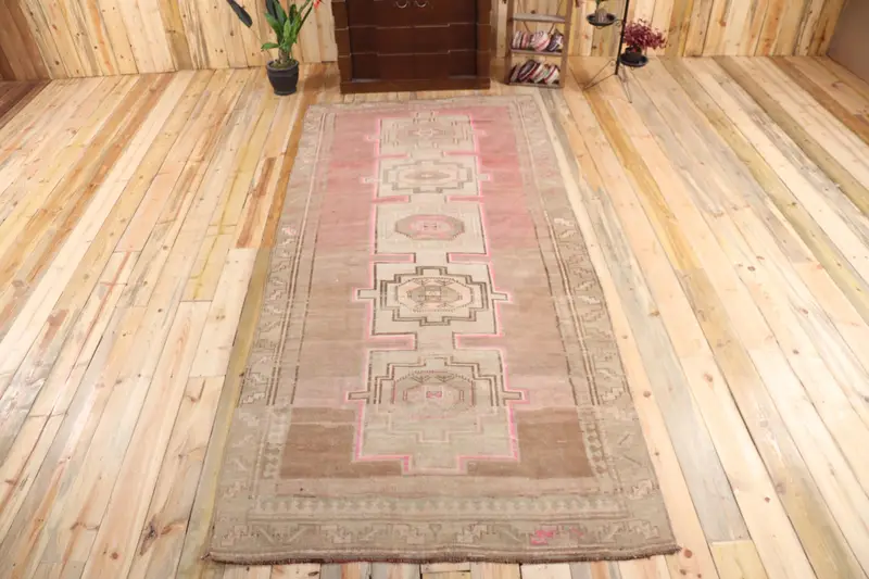 4.6x10.2 ft Vintage Türk Halısı, Büyük Halı, Kahverengi Oushak Halı - 1