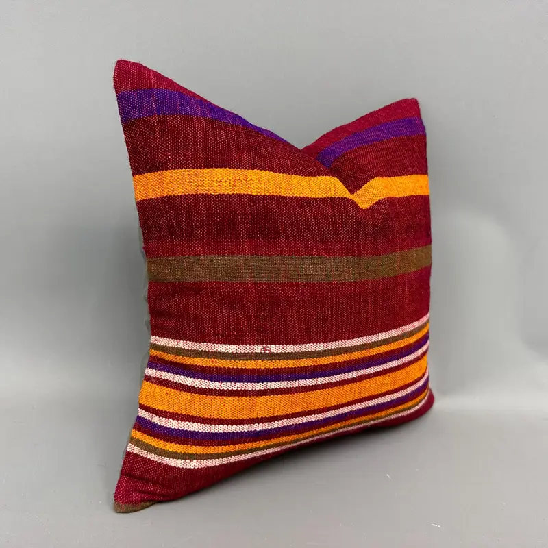 Turkish Kilim Pillow, Anatolian Pillow Case, Sofa Bolster Cushion Case, Gift Pillow, 18x18 Red Cushion, Cushion, Car Pillow, Boho Pillow - 2