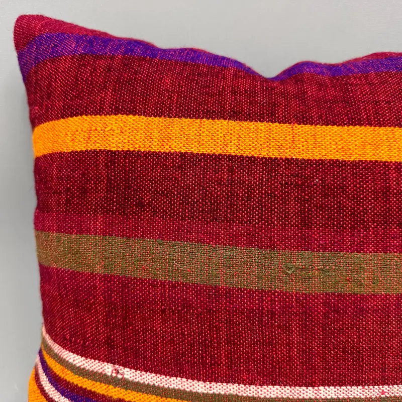 Turkish Kilim Pillow, Anatolian Pillow Case, Sofa Bolster Cushion Case, Gift Pillow, 18x18 Red Cushion, Cushion, Car Pillow, Boho Pillow - 5