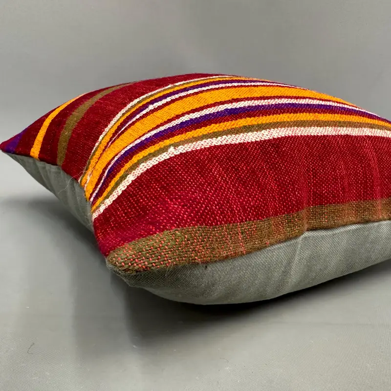 Turkish Kilim Pillow, Anatolian Pillow Case, Sofa Bolster Cushion Case, Gift Pillow, 18x18 Red Cushion, Cushion, Car Pillow, Boho Pillow - 6