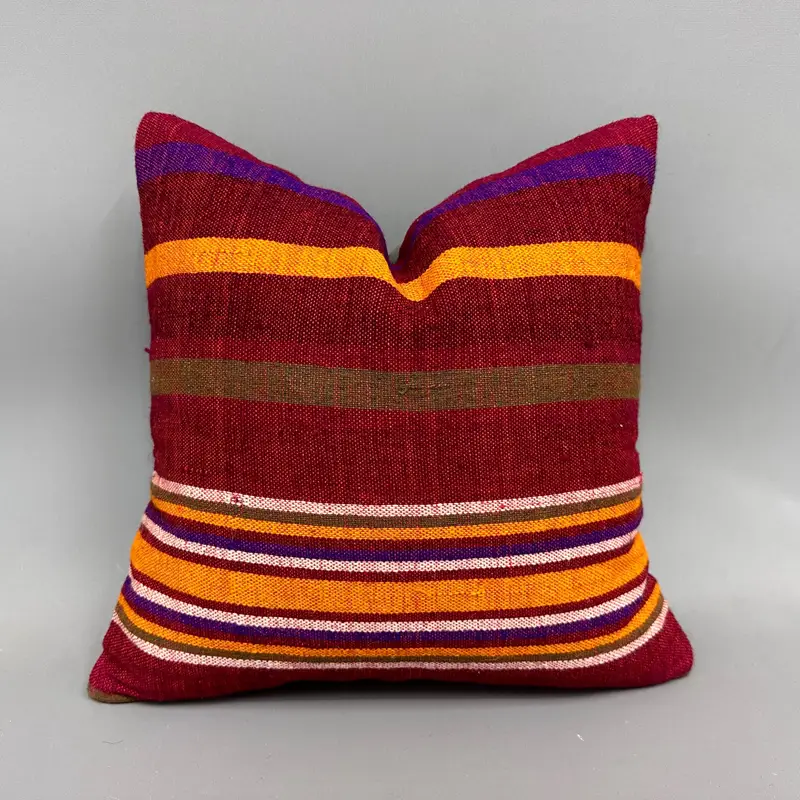 Turkish Kilim Pillow, Anatolian Pillow Case, Sofa Bolster Cushion Case, Gift Pillow, 18x18 Red Cushion, Cushion, Car Pillow, Boho Pillow - 1