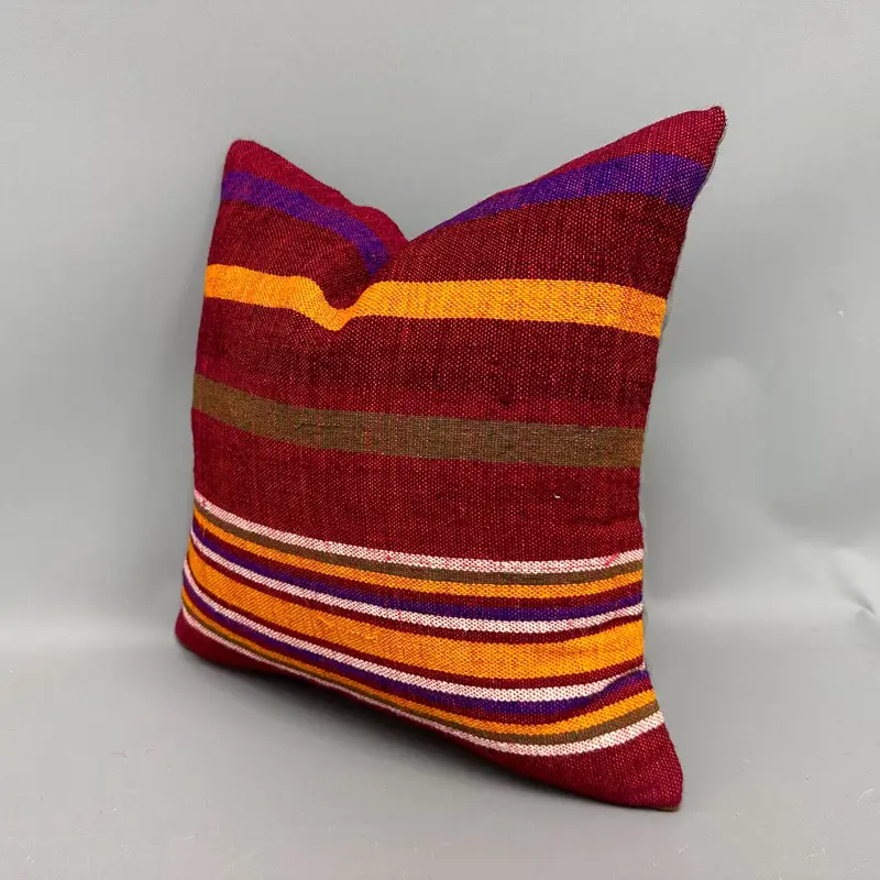 Turkish Kilim Pillow, Anatolian Pillow Case, Sofa Bolster Cushion Case, Gift Pillow, 18x18 Red Cushion, Cushion, Car Pillow, Boho Pillow - 3