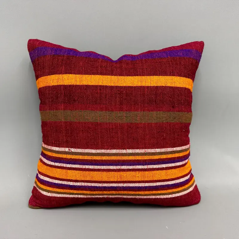 Turkish Kilim Pillow, Anatolian Pillow Case, Sofa Bolster Cushion Case, Gift Pillow, 18x18 Red Cushion, Cushion, Car Pillow, Boho Pillow - 4