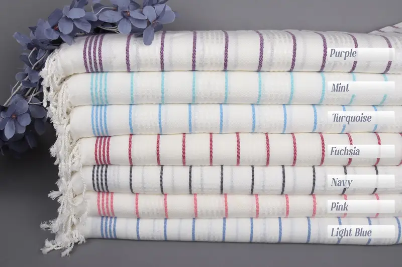 Bath Towel Organic Cotton Striped Beige 40x71 Inches