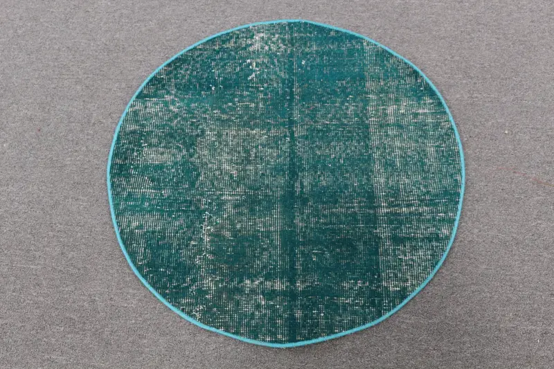 エレガントなグリーン オリエンタル ラグ、2.6x2.62 フィート ベージュ アクセント