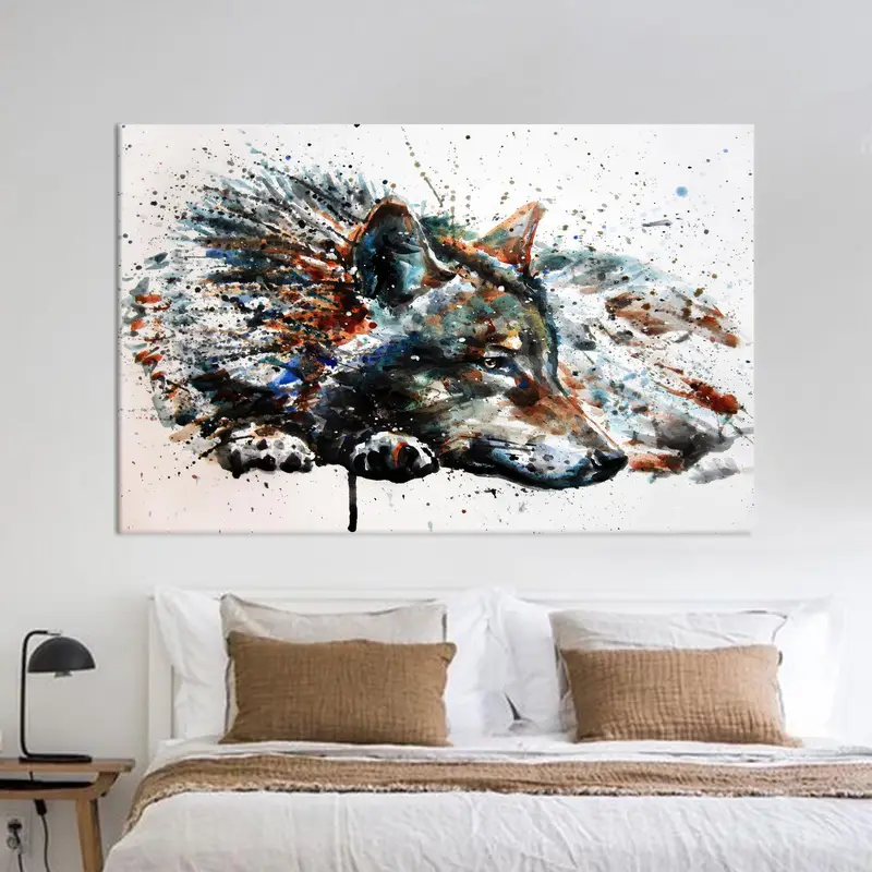 Moderne Wolf-Leinwandkunst: Trendiges abstraktes Geschenk für Wolfsliebhaber
