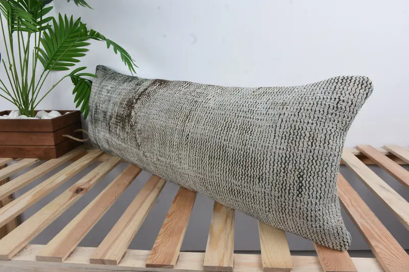 Pillow for Sofa, Gift Pillow, 12x36 Brown Pillow Sham, Pillow Cover, Wool Kilim Pillow Cushion Case, Chair Cushion Cover, Vintage Pillow - 5