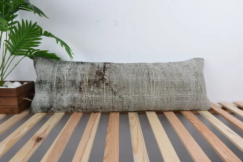 Pillow for Sofa, Gift Pillow, 12x36 Brown Pillow Sham, Pillow Cover, Wool Kilim Pillow Cushion Case, Chair Cushion Cover, Vintage Pillow - 1