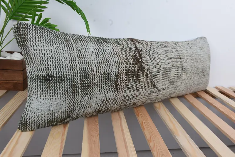 Pillow for Sofa, Gift Pillow, 12x36 Brown Pillow Sham, Pillow Cover, Wool Kilim Pillow Cushion Case, Chair Cushion Cover, Vintage Pillow - 4