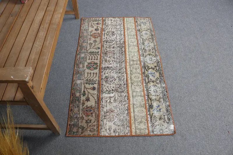 Elegante alfombra floral verde beige, decoración elegante de 2,3x4 pies