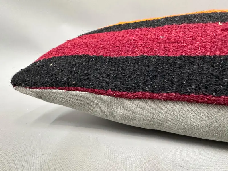Pillow Case, Vintage Kilim Pillow, Traditional Cushion, 12x20 Red Cushion Cover, Handmade Kilim Cushion, Gift Pillow, Traditional Pillow - 6
