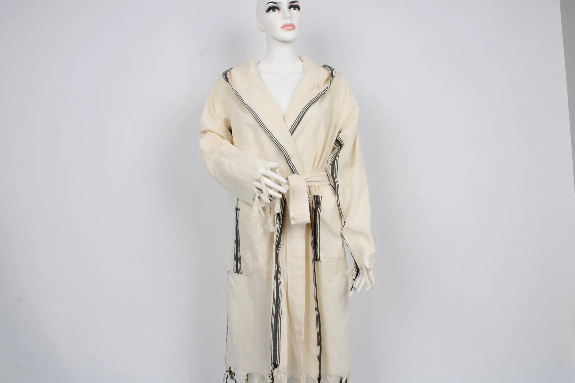 Personalized Hooded Unisex Bathrobe with Pockets, Diamond Design, 10 Photos - 1