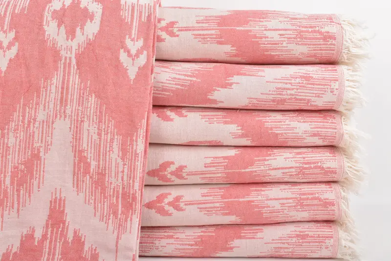 Woven Throw Blanket, Custom Shower Curtain, 90x76 Cotton Patterned Towel, Turkish Bedspread, Bridal Shower Gift, Handmade Gift, Decorative Blanket - 2