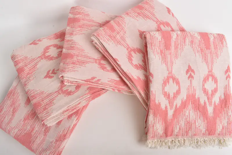 Woven Throw Blanket, Custom Shower Curtain, 90x76 Cotton Patterned Towel, Turkish Bedspread, Bridal Shower Gift, Handmade Gift, Decorative Blanket - 4