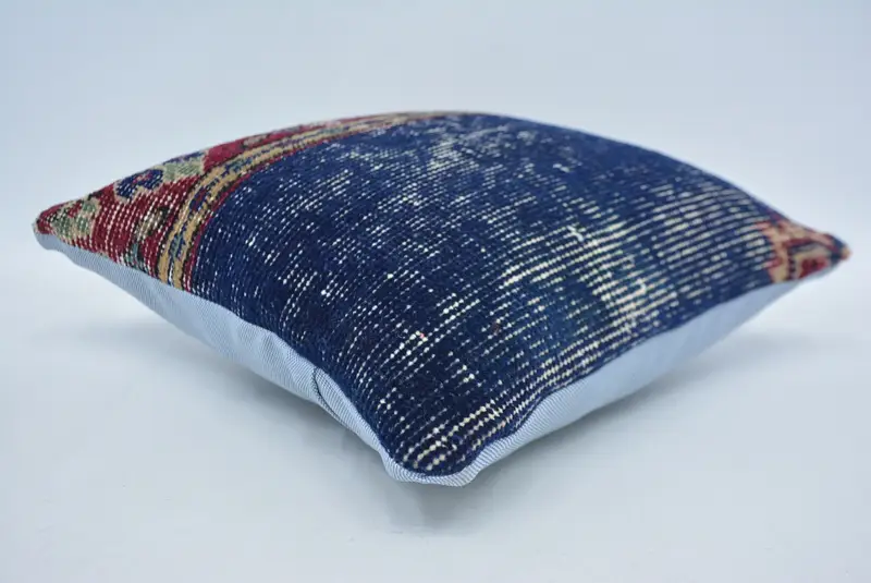 Ethnische Wurfkissenschein, Kissenschamm, türkisches Kilim -Kissen, türkisches Kissen, Kilimkissen, Vintage -Kissengehäuse, 14x14 Blaues Kissen - 6