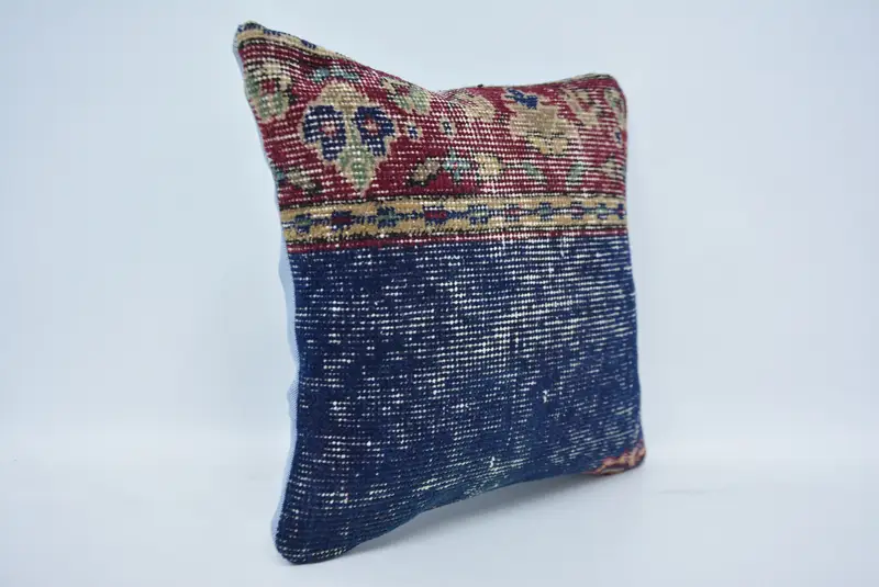 Ethnische Wurfkissenschein, Kissenschamm, türkisches Kilim -Kissen, türkisches Kissen, Kilimkissen, Vintage -Kissengehäuse, 14x14 Blaues Kissen - 3