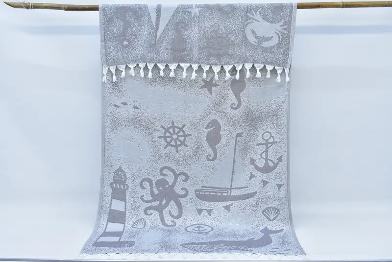 Personalized Gift For Her, 70x40 Cotton Lighthouse Patterned Towel, Bachelor Gifts, Housewarming Gift, Absorbent Turkish towel, Towel With Name - 4