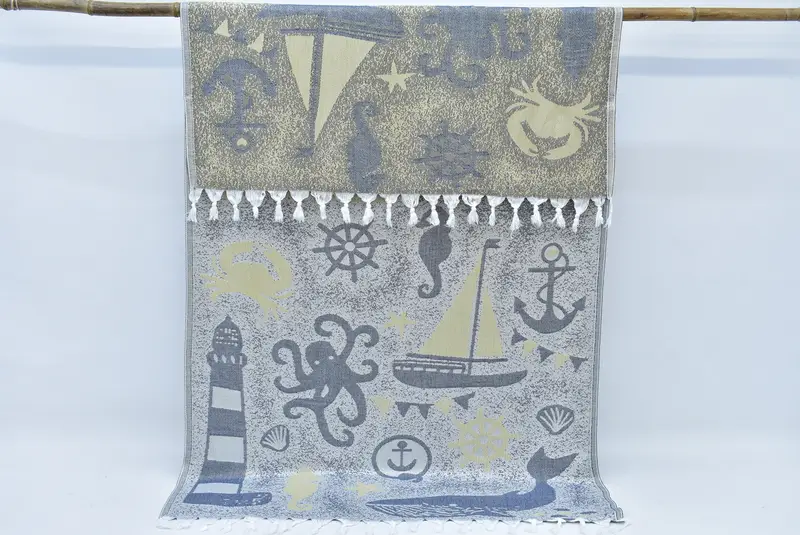 Personalized Gift For Her, 70x40 Cotton Lighthouse Patterned Towel, Bachelor Gifts, Housewarming Gift, Absorbent Turkish towel, Towel With Name - 7
