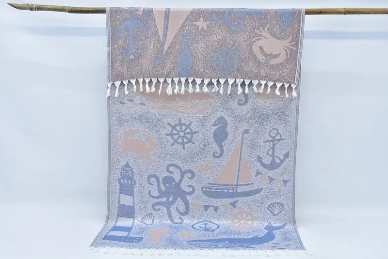 Personalized Gift For Her, 70x40 Cotton Lighthouse Patterned Towel, Bachelor Gifts, Housewarming Gift, Absorbent Turkish towel, Towel With Name - 5