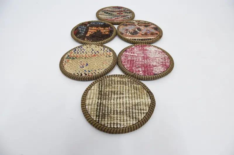 Posavasos redondo beige bohemio, posavasos marrón étnico